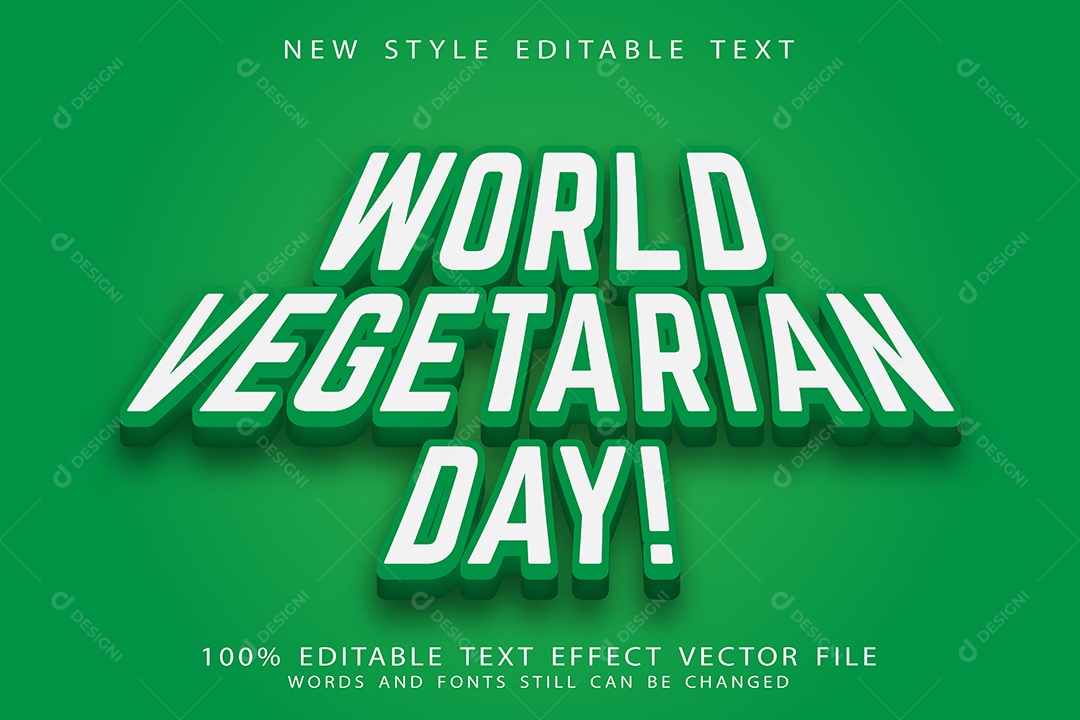 Efeito de Texto Dia Mundial Vegetariano Vetor EPS Editável