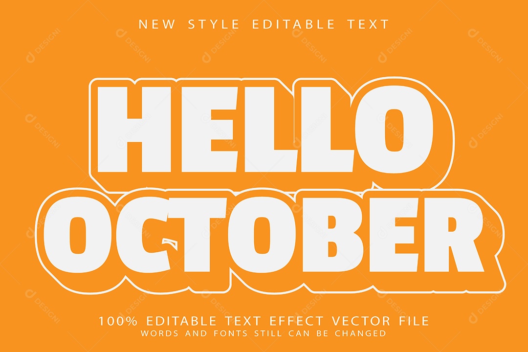 Efeito de Texto Olá Outubro Vetor EPS Editável