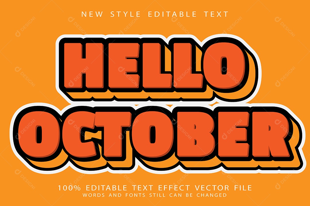 Efeito de Texto Olá Outubro Vetor EPS Editável