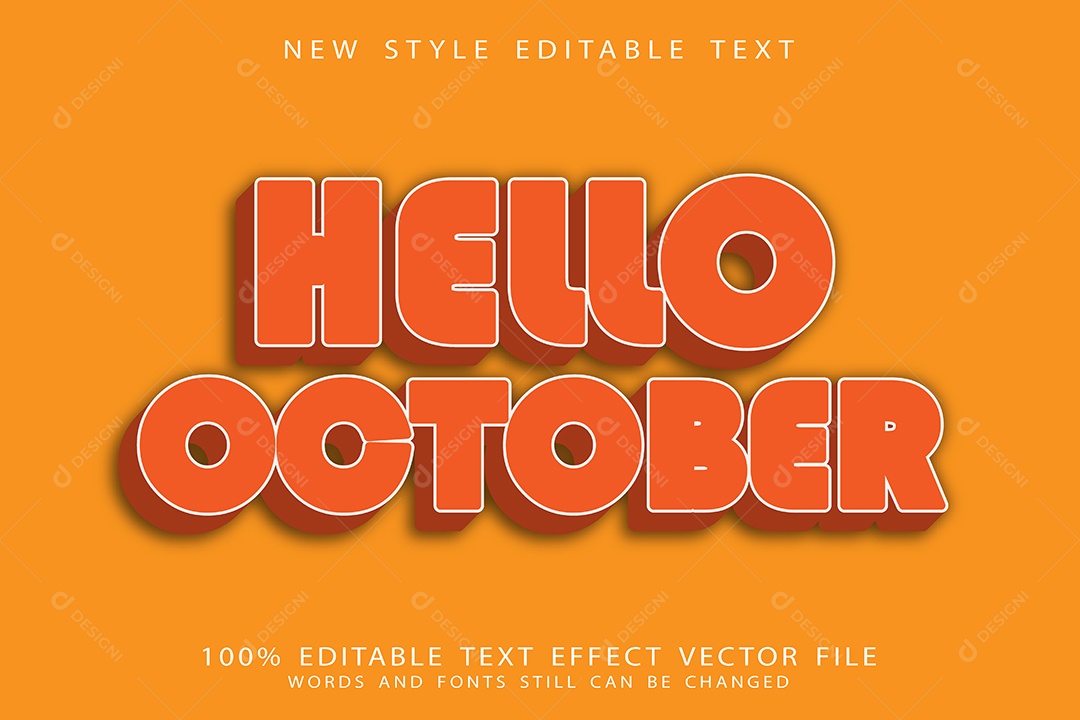 Efeito de Texto Olá Outubro Vetor EPS Editável