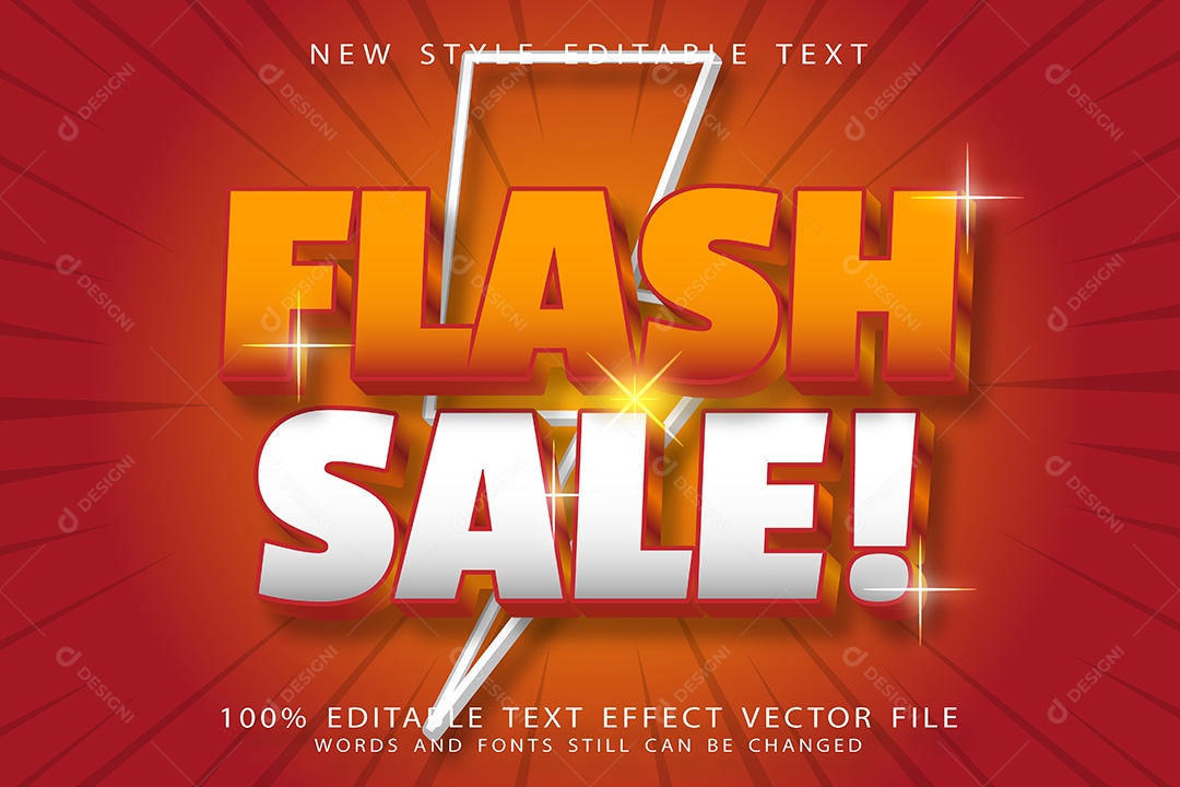 Efeito de Texto Venda Relâmpago Vetor EPS Editável