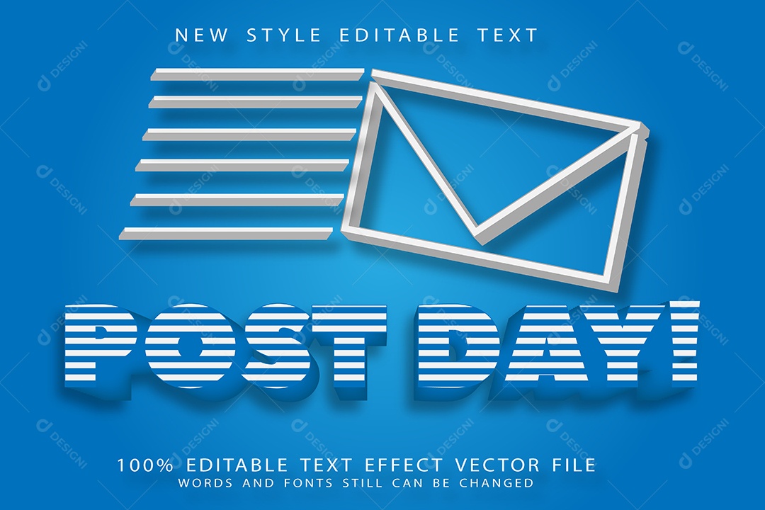 Efeito de Texto Dia de Postagem Vetor EPS Editável
