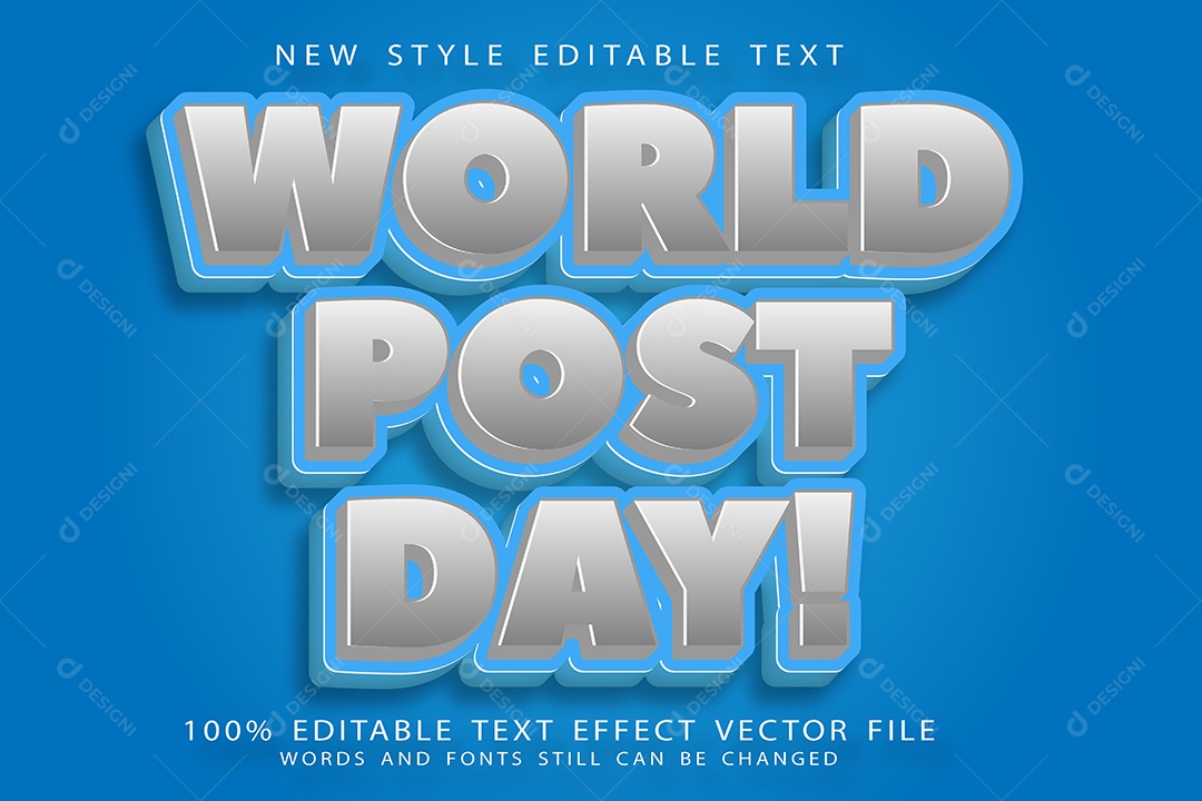 Efeito de Texto Dia Mundial Dos Correios Vetor EPS Editável