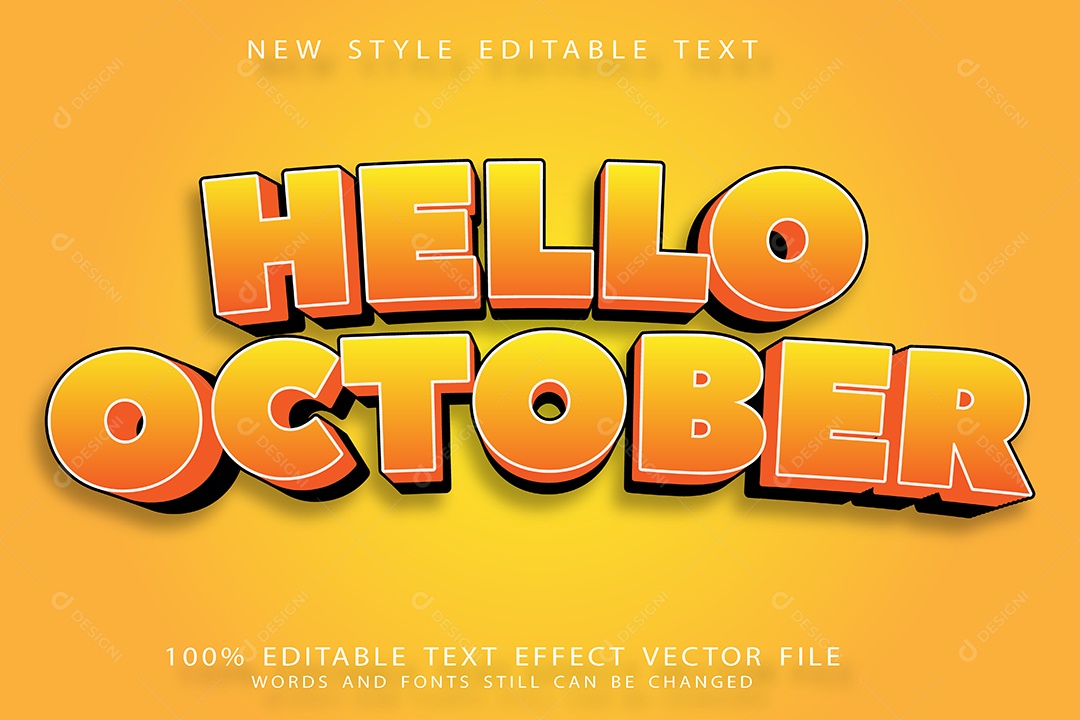 Efeito de Texto Olá Outubro Vetor EPS Editável