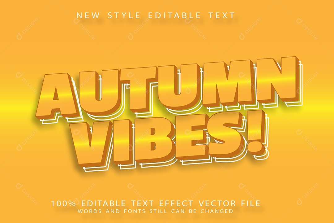 Efeito de Texto Vibrações de Outono Vetor EPS Editável