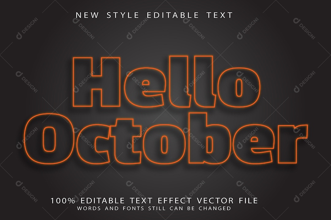 Efeito de Texto Olá Outubro Vetor EPS Editável