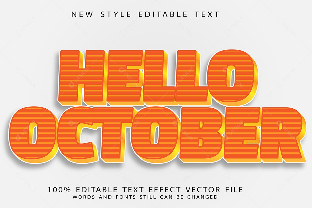 Efeito de Texto Olá Outubro Vetor EPS Editável