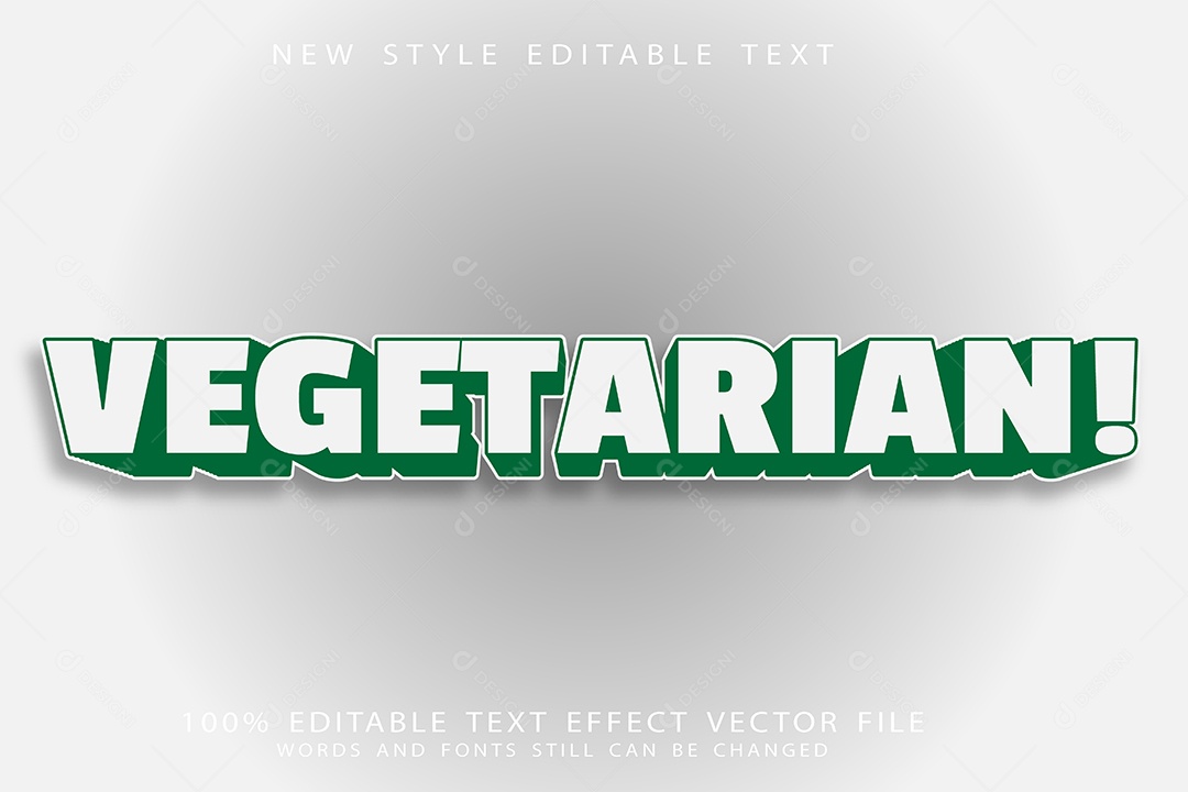 Efeito de Texto Vegetariano Vetor EPS Editável