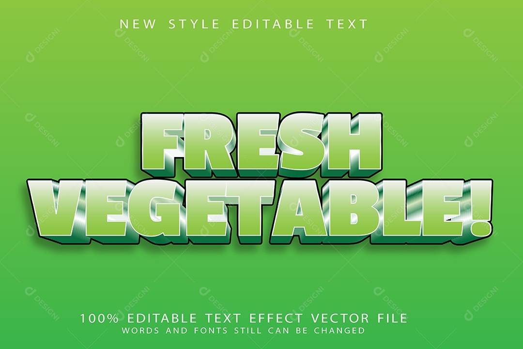 Efeito de Texto Vegetal Fresco Vetor EPS Editável