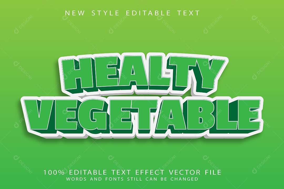 Efeito de Texto Vegetal Saudável Vetor EPS Editável