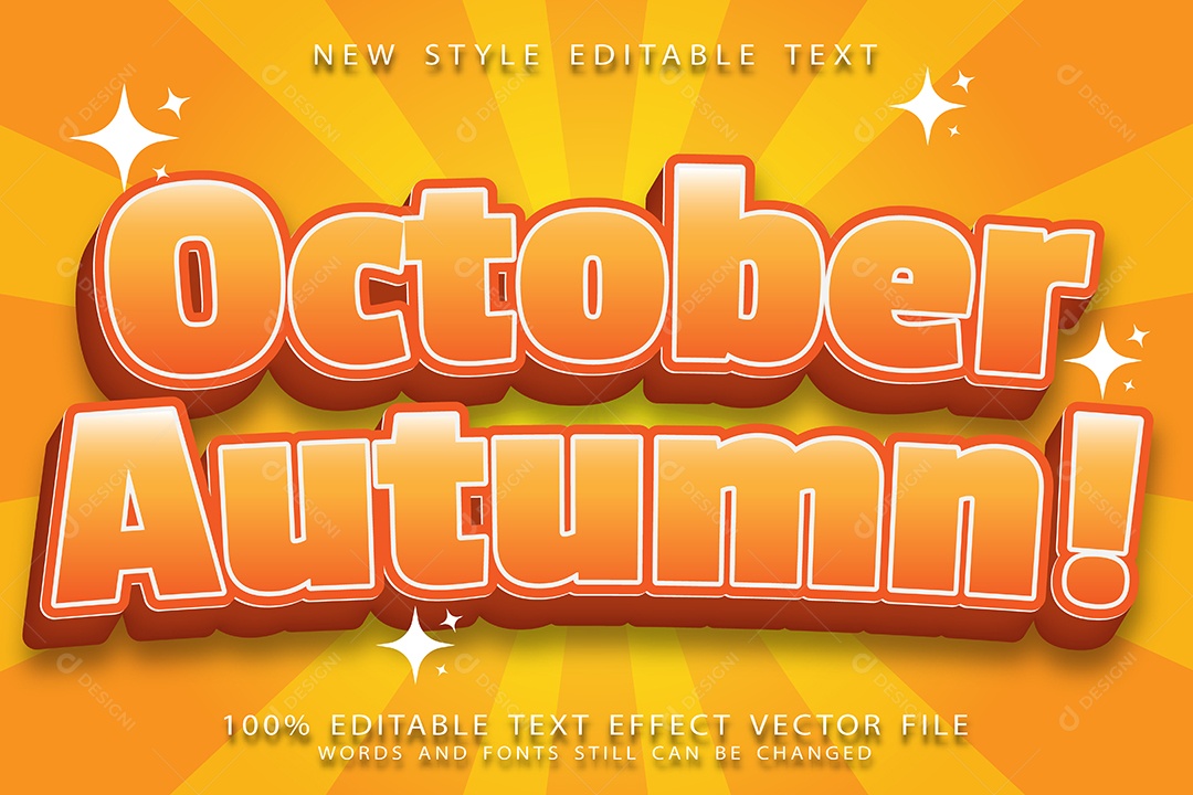 Efeito de Texto Outubro Outono Vetor EPS Editável