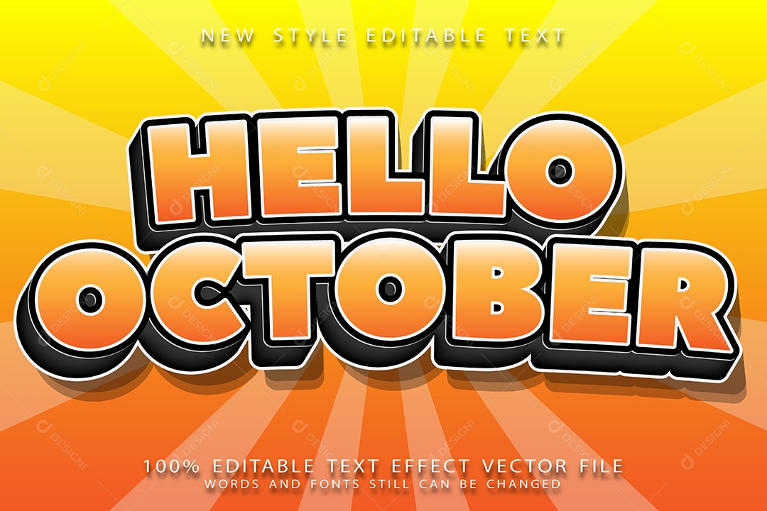 Efeito de Texto Olá Outubro Vetor EPS Editável