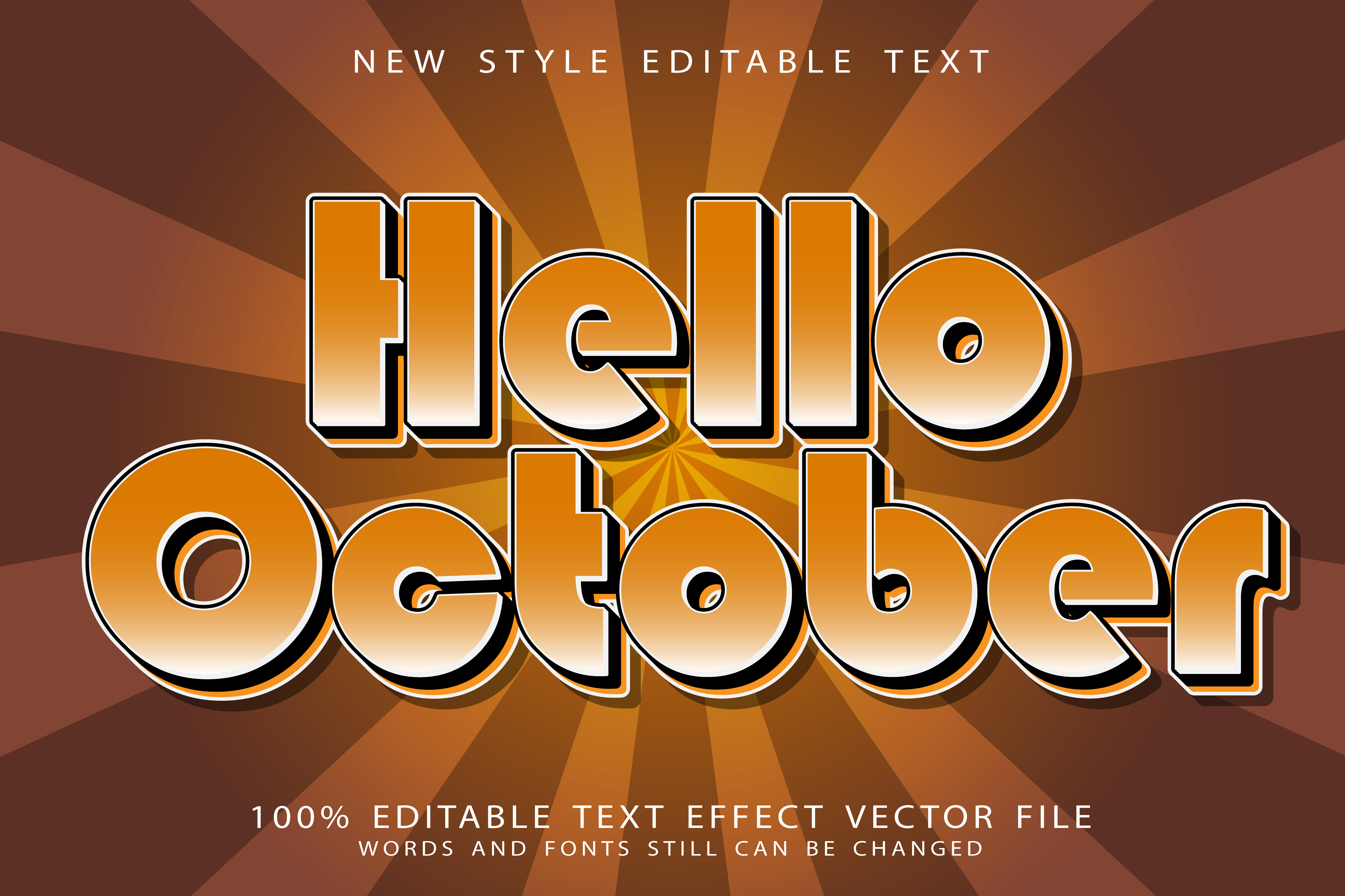 Efeito de Texto Olá Outubro Vetor EPS Editável