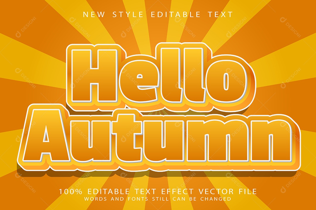 Efeito de Texto Olá Outono  Vetor EPS Editável