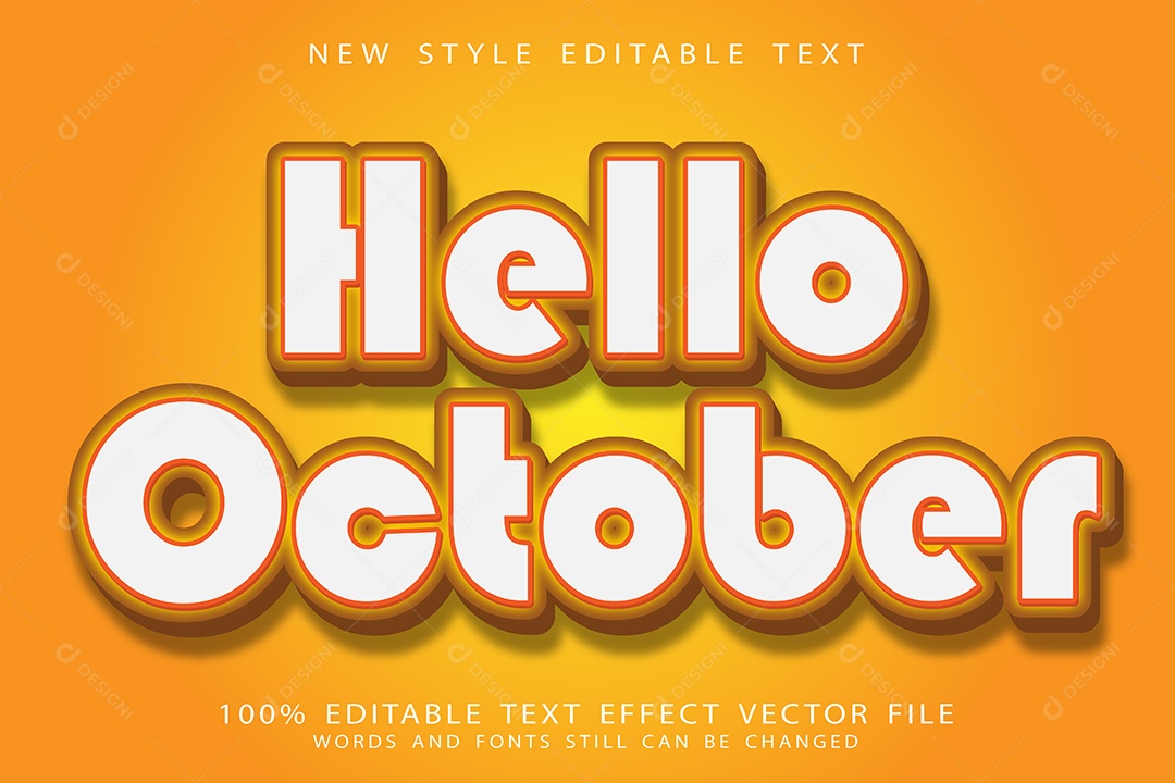 Efeito de Texto Olá Outubro Vetor EPS Editável