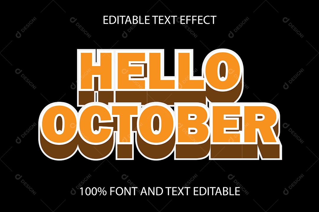 Efeito de Texto Olá Outubro Vetor EPS Editável