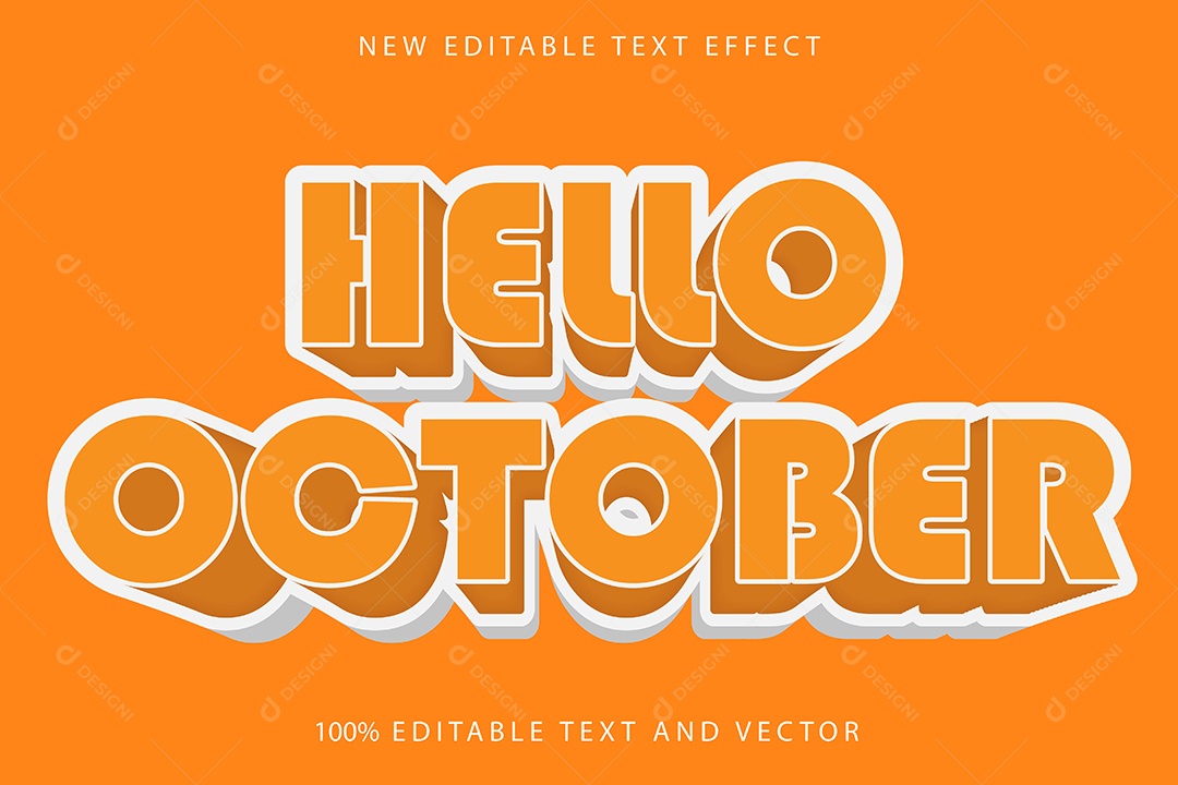 Efeito de Texto Olá Outubro Vetor EPS Editável