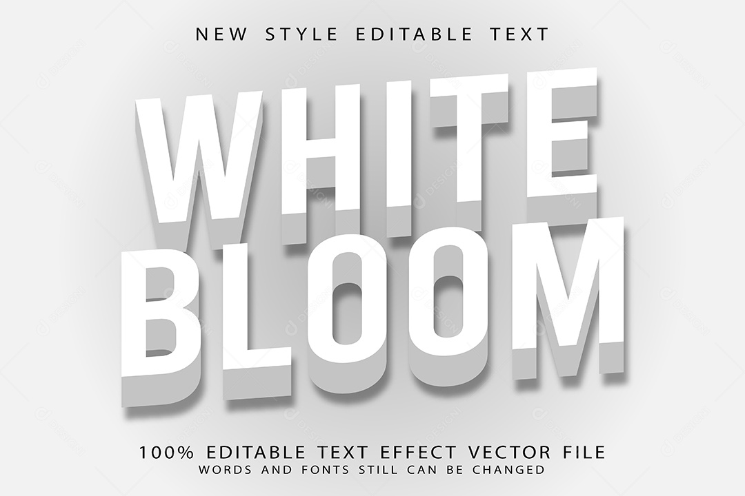 Efeito de Texto Flor Branca Vetor EPS Editável