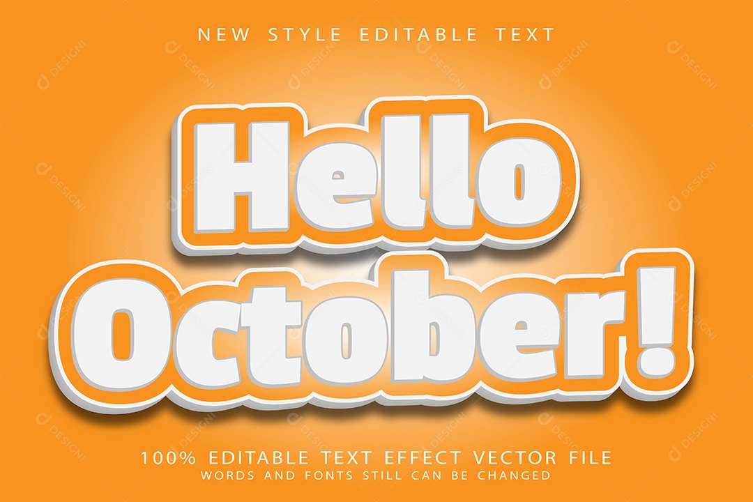 Efeito de Texto Olá Outubro Vetor EPS Editável