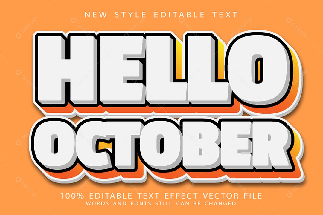 Efeito de Texto Olá Outubro Vetor EPS Editável