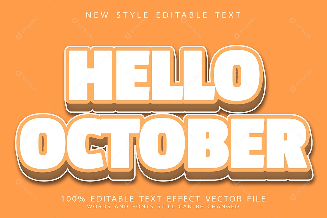 Efeito de Texto Olá Outubro Vetor EPS Editável