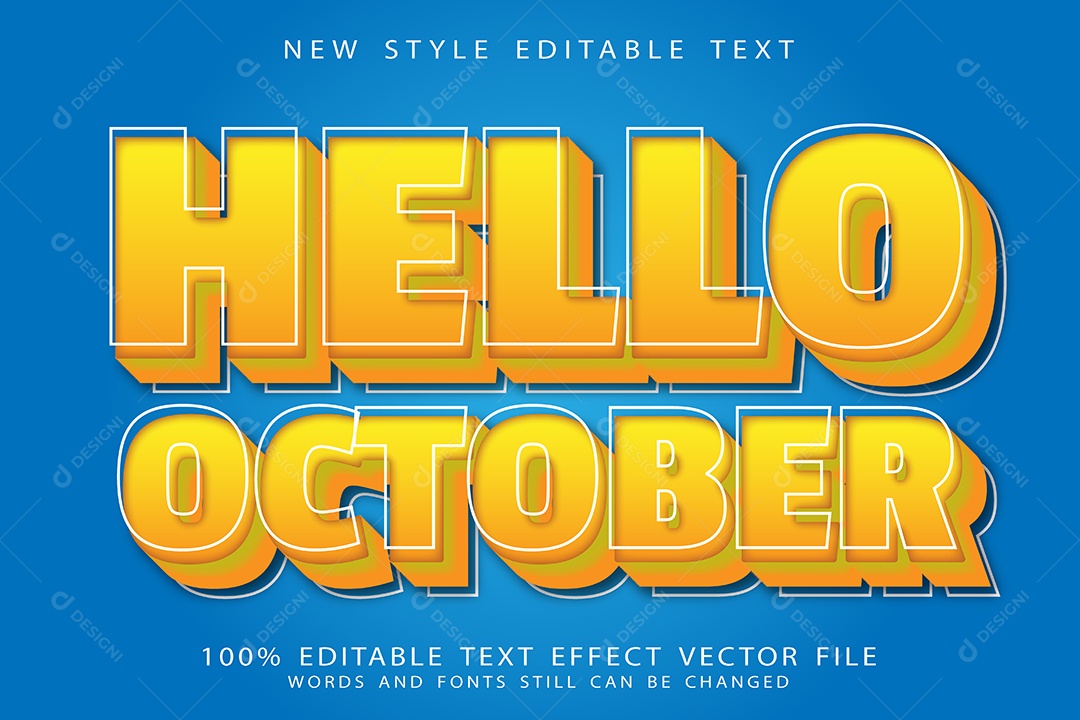 Efeito de Texto Olá Outubro Vetor EPS Editável