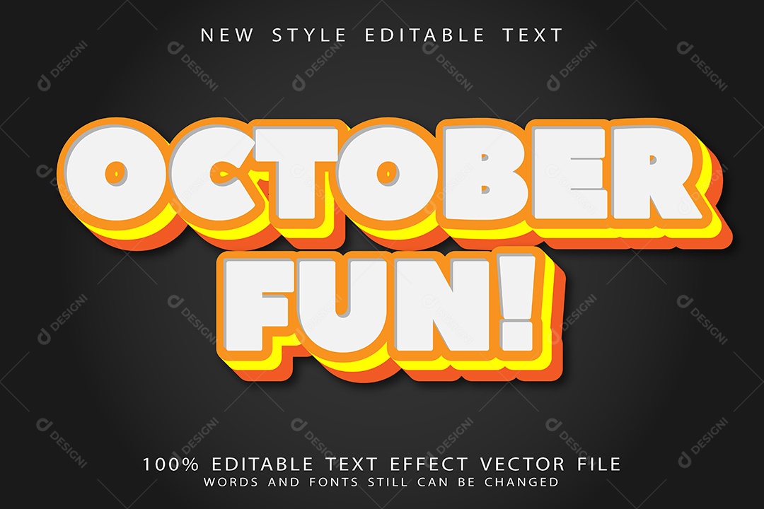 Efeito de Texto Diversão de Outubro Vetor EPS Editável