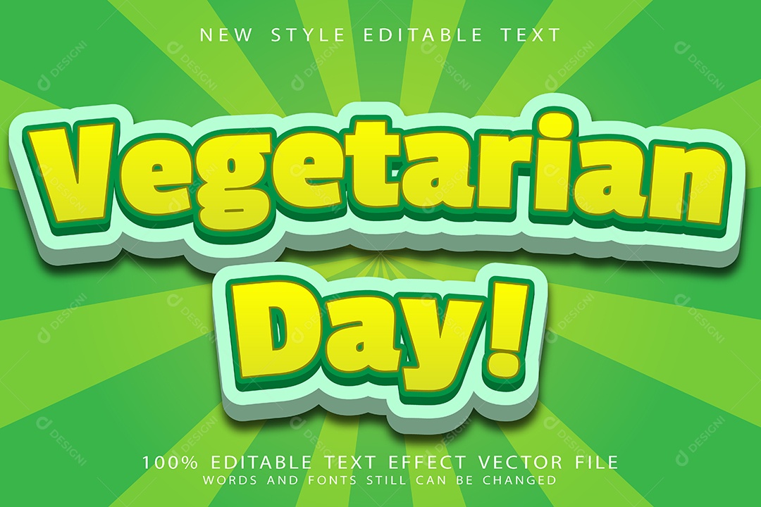 Efeito de Texto Dia Vegetariano Vetor EPS Editável