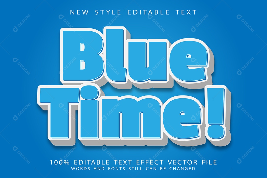 Efeito de Texto Tempo Azul Vetor EPS Editável