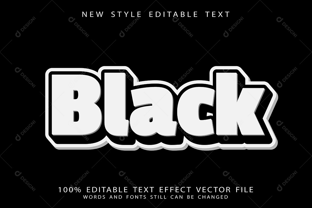 Efeito de Texto Preta Vetor EPS Editável