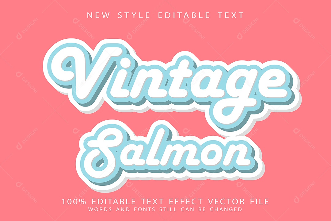 Efeito de Texto Salmão Vintage Vetor EPS Editável