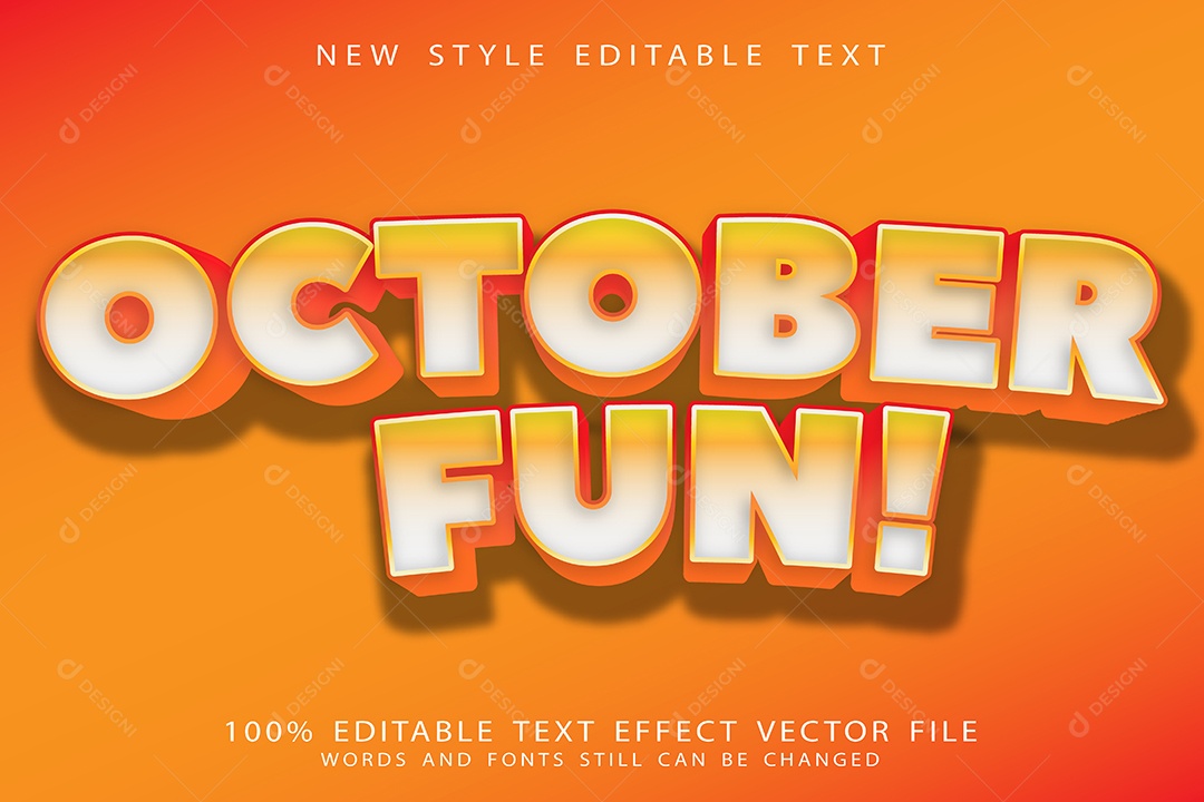 Efeito de Texto Diversão de Outubro Vetor EPS Editável