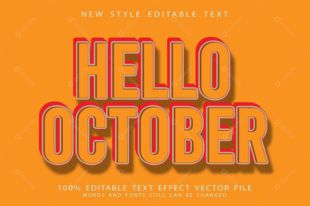 Efeito de Texto Olá Outubro Vetor EPS Editável