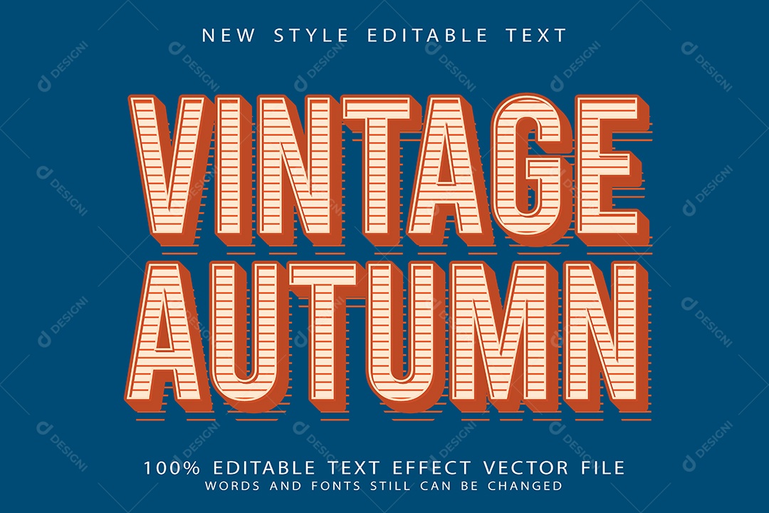 Efeito de Texto Outono Vintage Vetor EPS Editável