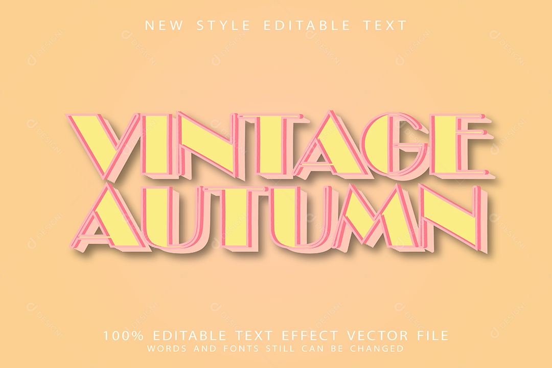 Efeito de Texto Outono Vintage Vetor EPS Editável
