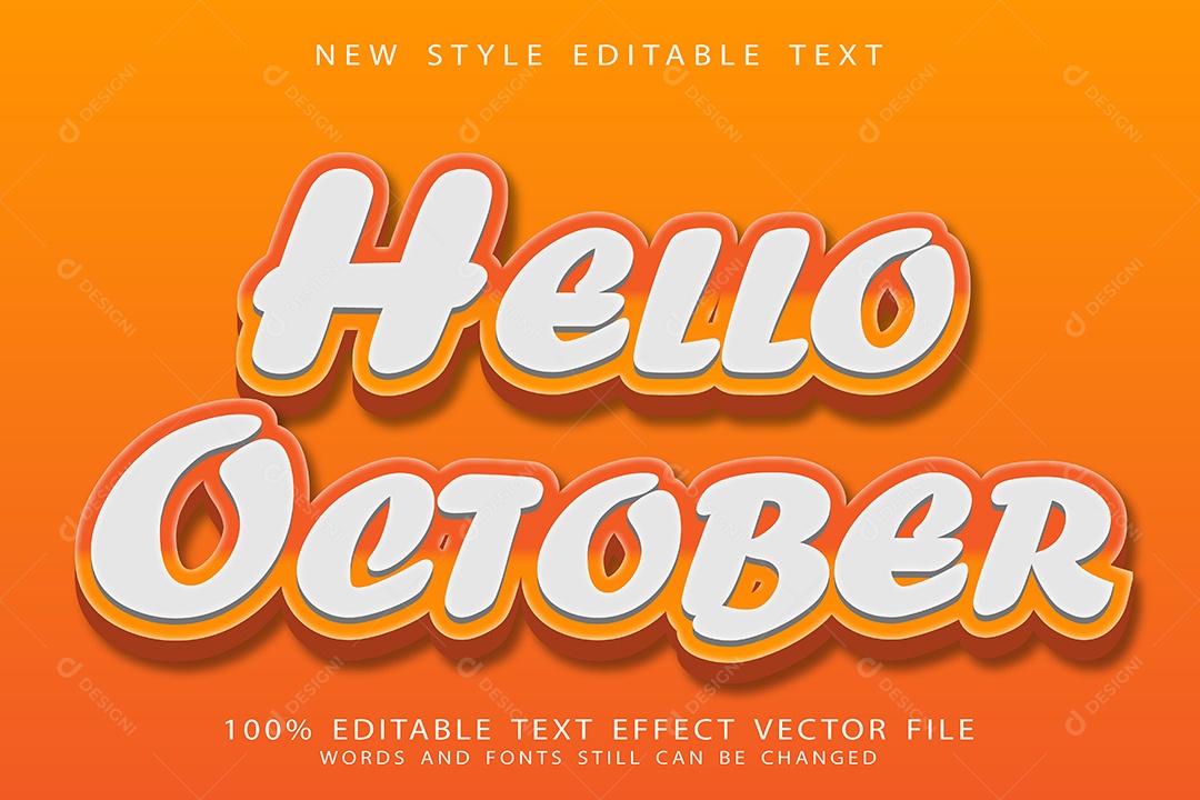 Efeito de Texto Olá Outubro Vetor EPS Editável