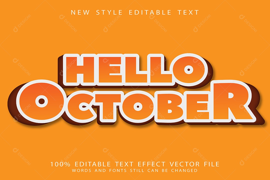 Efeito de Texto Olá Outubro Vetor EPS Editável