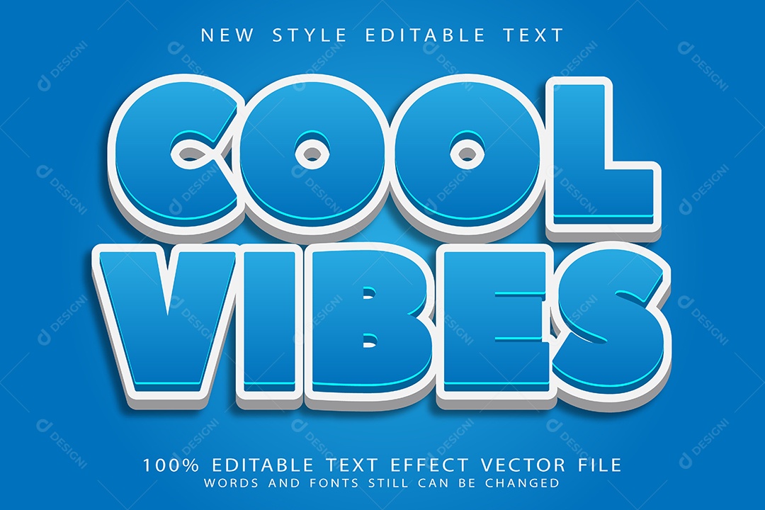 Efeito de Texto Vibrações Frias Vetor EPS Editável
