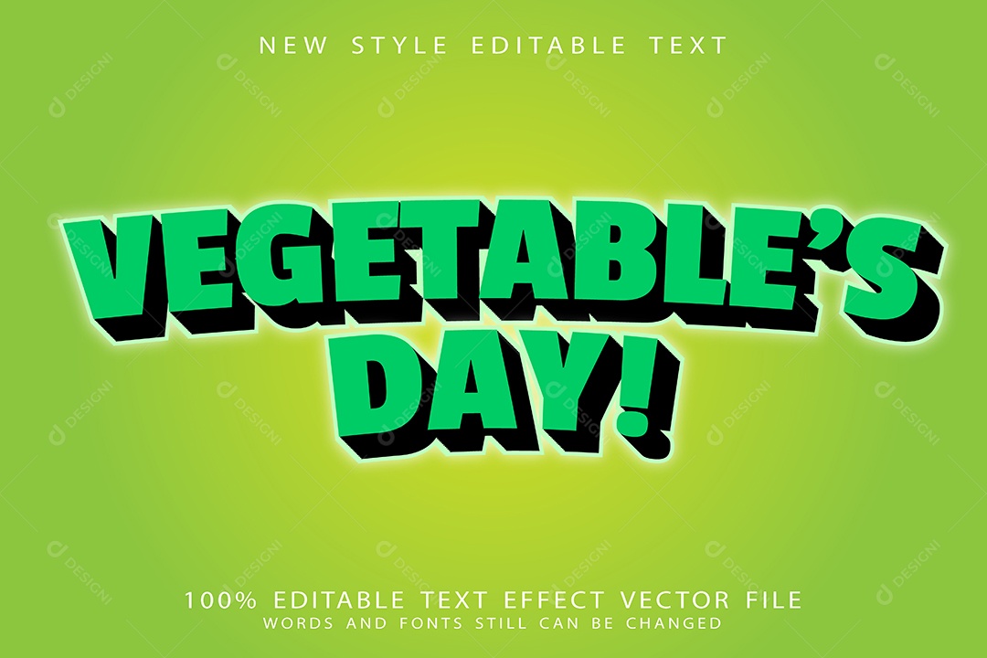 Efeito de Texto Dia Vegetal Vetor EPS Editável