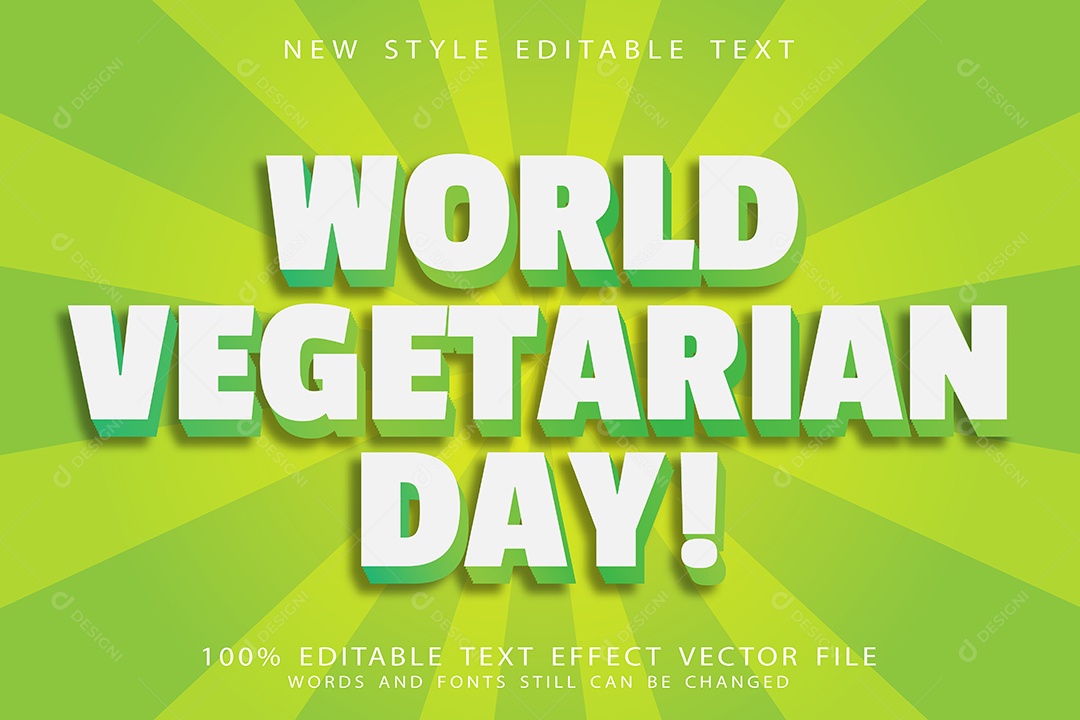 Efeito de Texto Dia Mundial Dos Vegetais Vetor EPS Editável