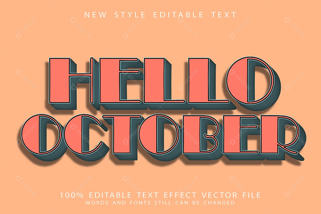 Efeito de Texto Olá Outubro Vetor EPS Editável