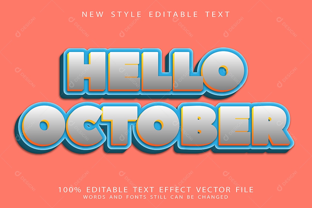 Efeito de Texto Olá Outubro Vetor EPS Editável