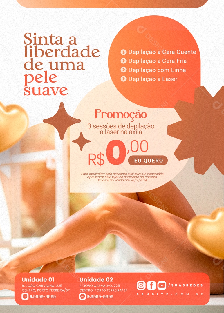 Sinta a Liberdade de uma Pele Suave Promoção Social Media PSD Editável