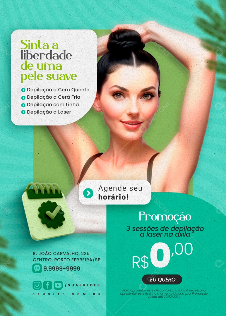 Sinta a Liberdade de uma Pele Suave Social Media PSD Editável