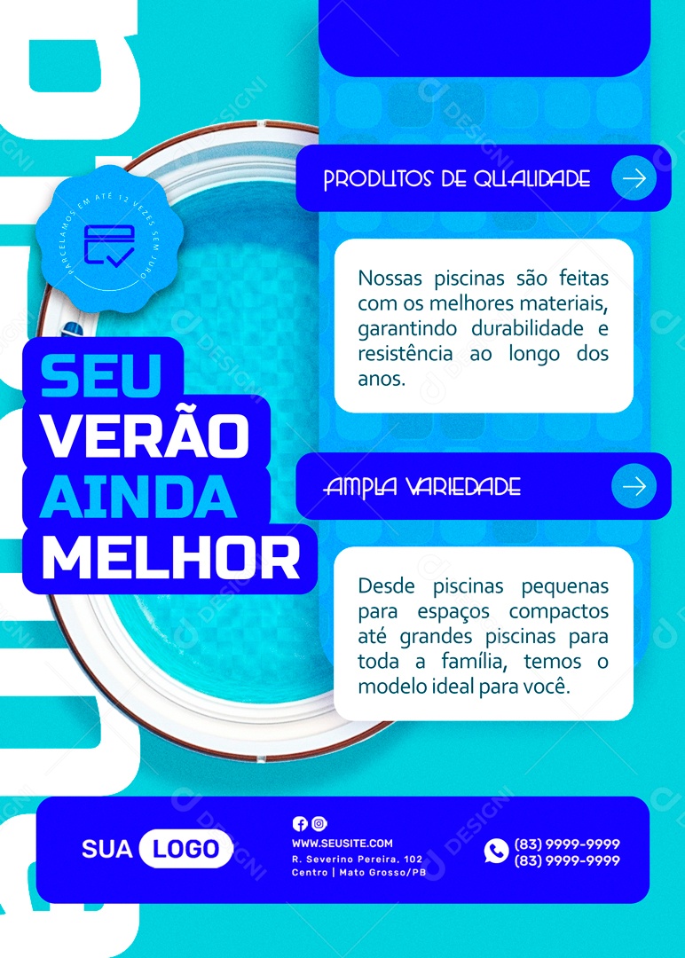Seu Verão Ainda Melhor nossas Piscinas são Feitas com os Melhores Materiais Social Media PSD Editável