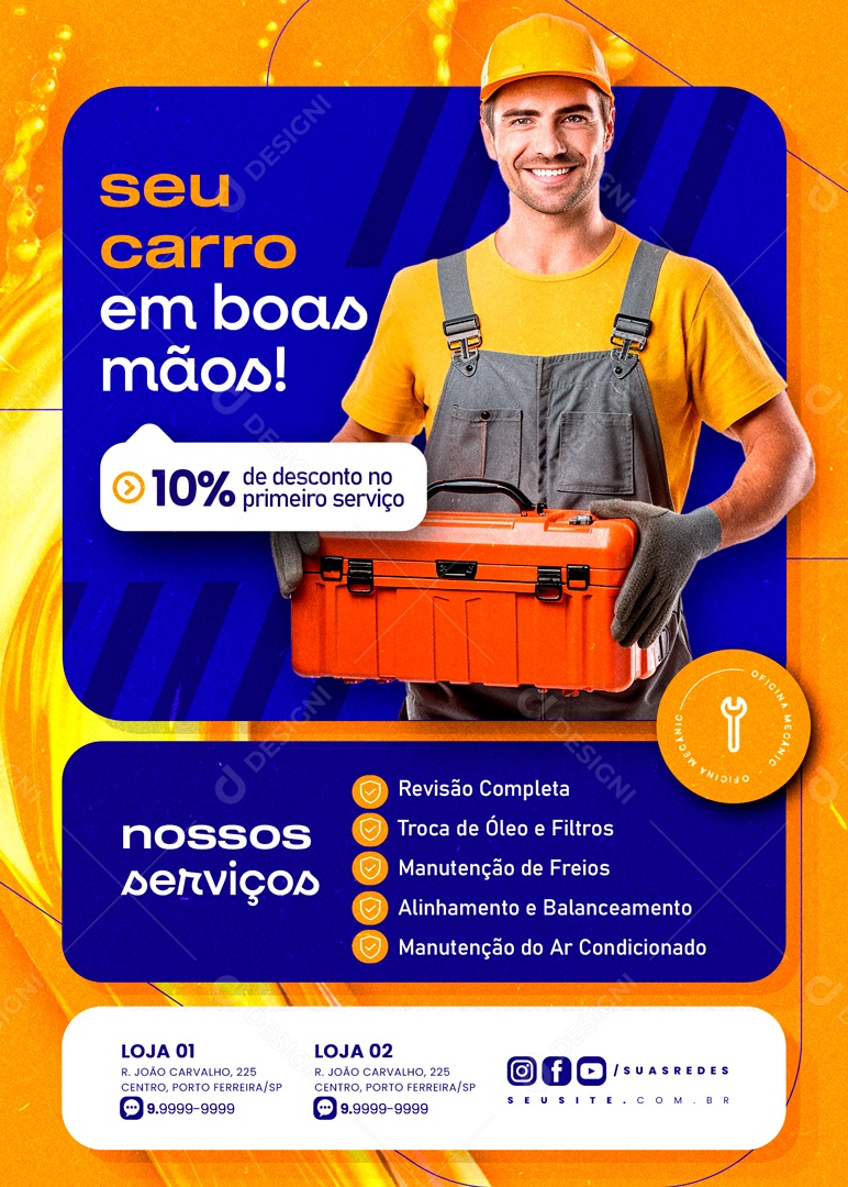 Seu Carro em Boas Mãos Desconto em nossos Serviços Social Media PSD Editável