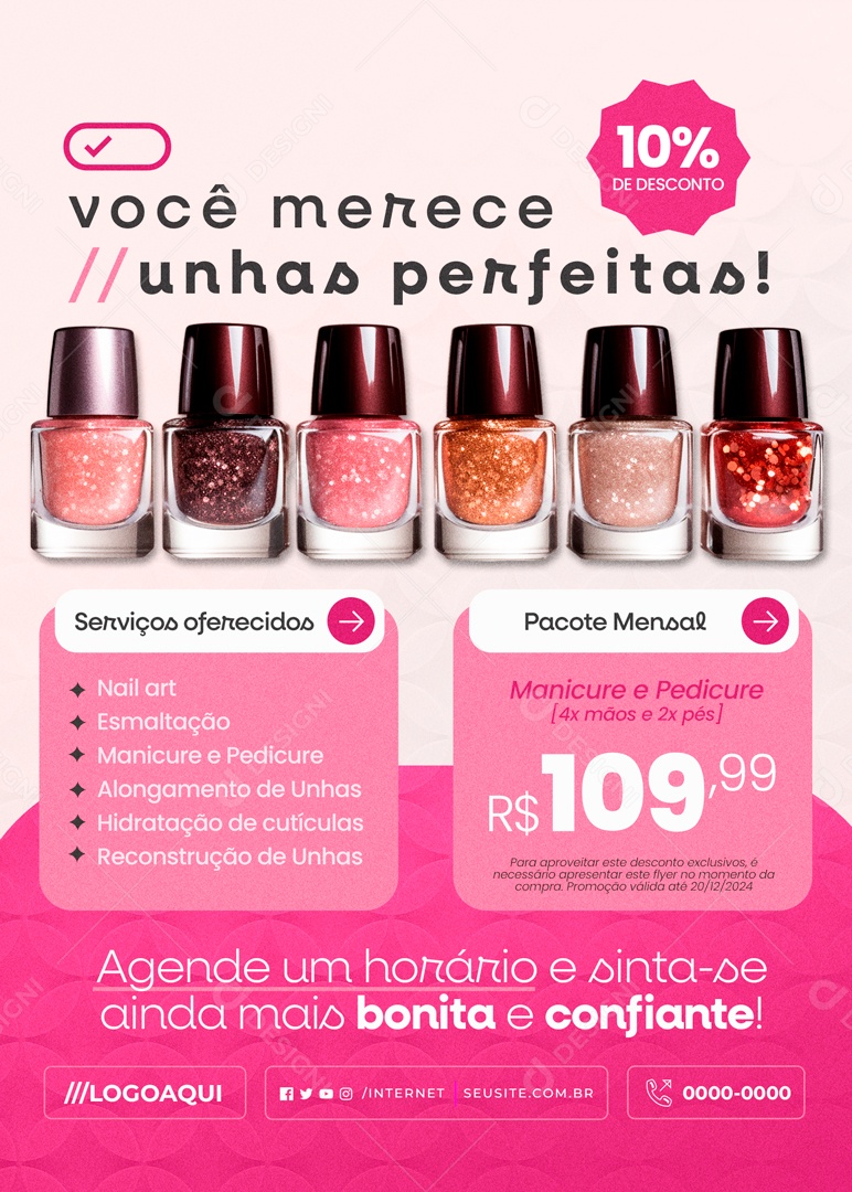 Você Merece Unhas Perfeitas Manicure e Pedicure Social Media PSD Editável