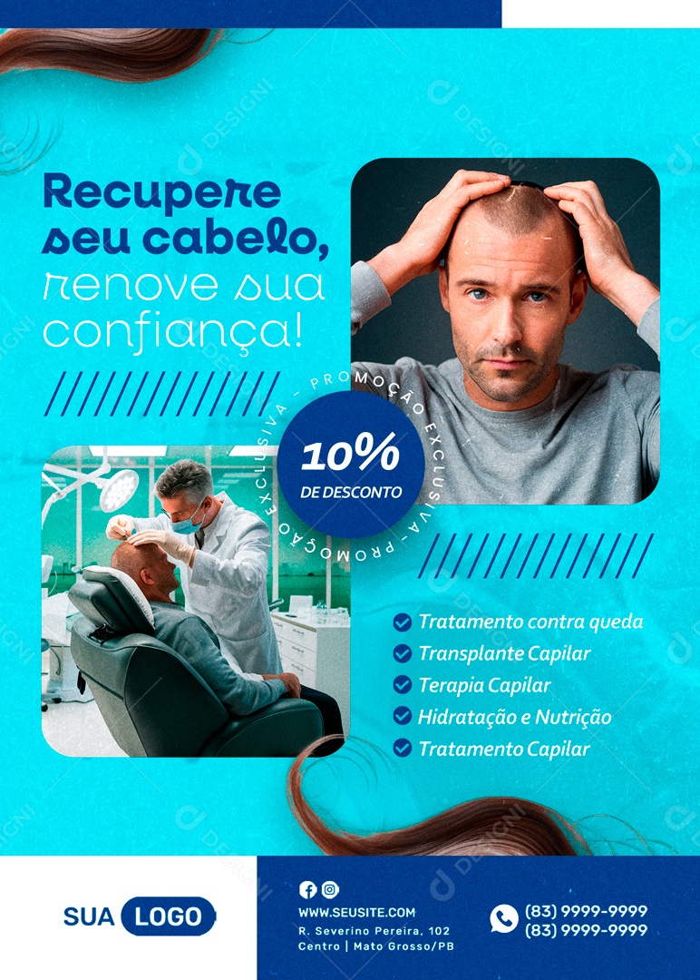 Recupere seu Cabelo com Desconto Social Media PSD Editável