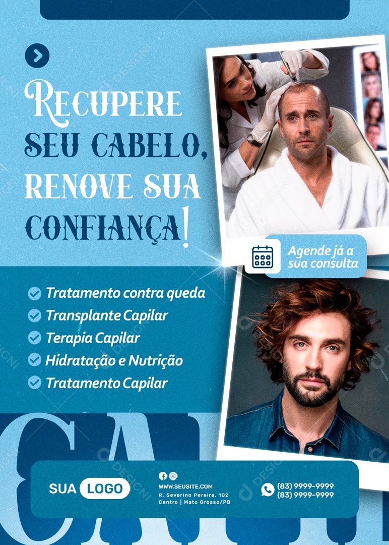 Recupere seu Cabelo Tratamento Capilar Social Media PSD Editável