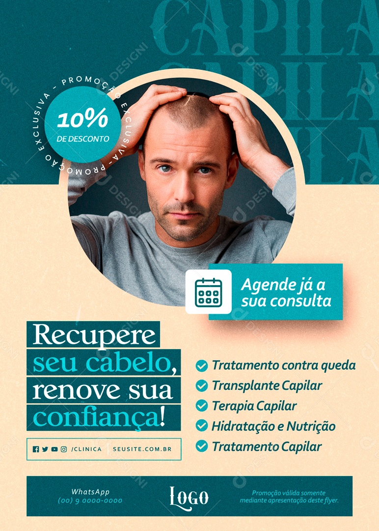 Recupere seu Cabelo Agende já o sua Consulta Social Media PSD Editável